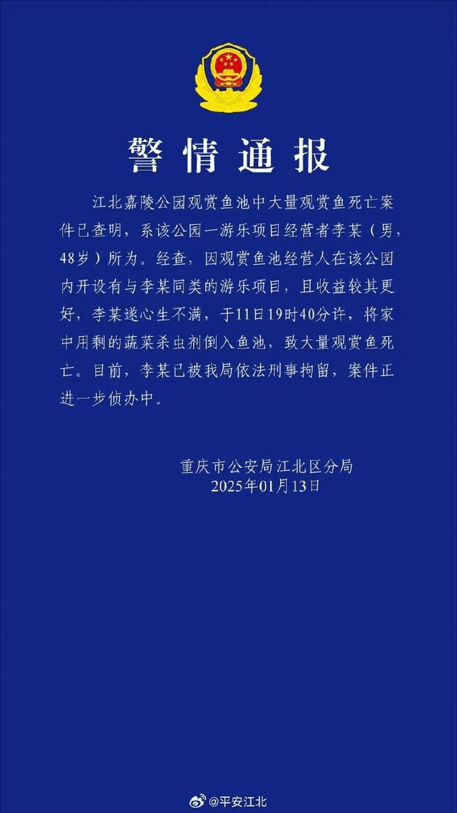 重庆公园锦鲤大量死亡背后的真相，人为投毒成疑云笼罩的焦点